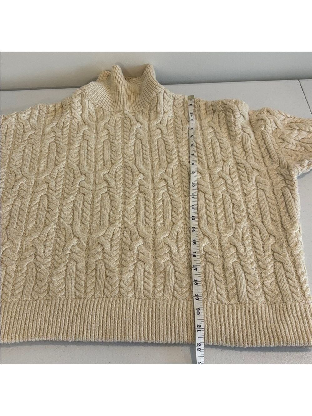 ZARA cable knit sweater When Harry Met Sally style ecru cream medium oversized - Picture 13 of 15